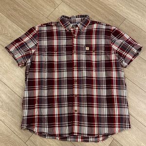 Carhartt Men’s Regular Fit plaid Button down short sleeve shirt size 2XL